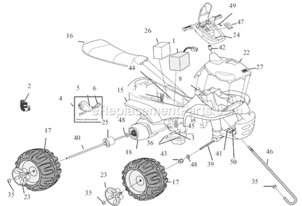 Page A Diagram and Parts List for P8990  Power Wheels Ride-On ATVs